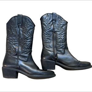Steve Madden women's Hayward black leather cowboy boots size 8